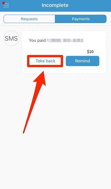 take back option Venmo